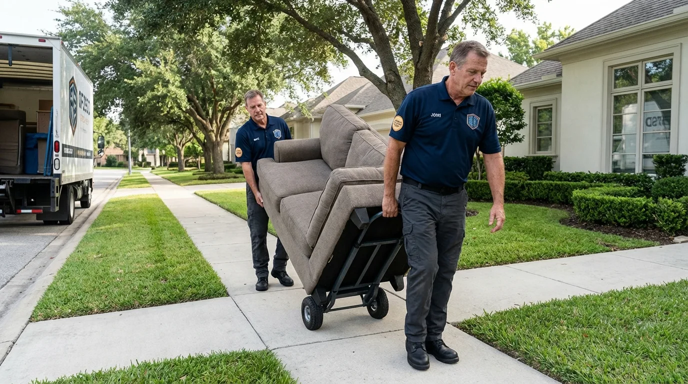 Local residential moving crew loading furniture in Midland City, AL