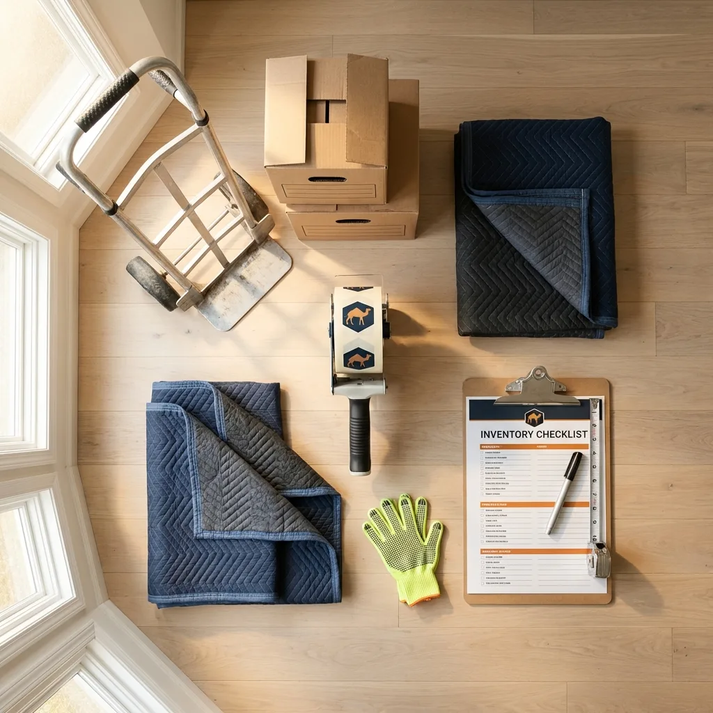 Professional moving supplies and packing materials layout for Midland City residential relocations